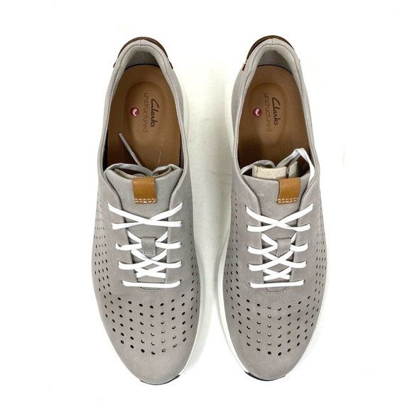 Clarks Un Rio Tie Stone Nubuck Sneakers 48716 - Picture 4 of 8